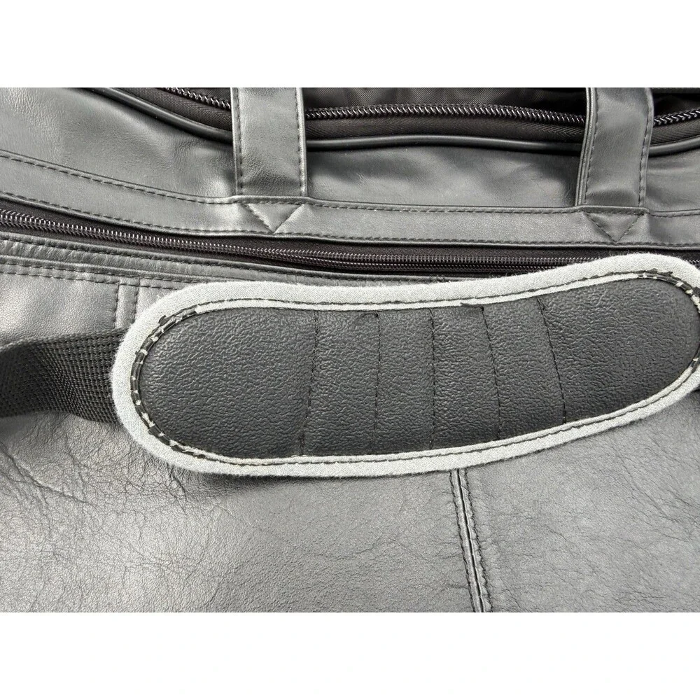 Protocol Vintage Black Leather Computer Bag 20 Pocket, Excellent Condition